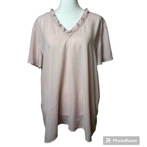 41 Hawthorne Stitch Fix Light Pink Flutter Sleeve Top/Shirt/Blouse Size XL